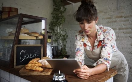 Woman using digital tablet