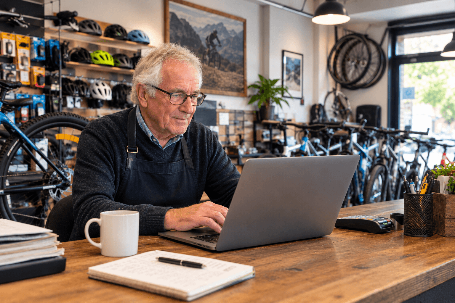 Bicycle Shop Owner at Work Bicycle Shop Owner at Work